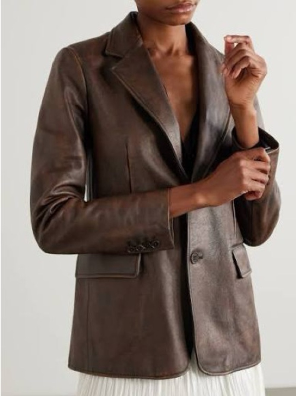 Ralph Lauren Collection Tomasso Distressed Dark Brown Leather Blazer Jacket 6